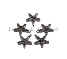 Load image into Gallery viewer, Micro Pave Black CZ Pave On Black Starfish Charm Beads, Starfish Charm, Black color beads, 9x10mm, sku#B100