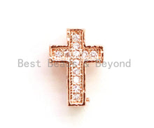 Load image into Gallery viewer, CZ Micro Pave Cross Spacer Beads, Cubic Zirconia Space Beads, Gold Rose Gold Silver Black Cross Space Beads, 13x10mm,1pc/5pcs, sku#G74