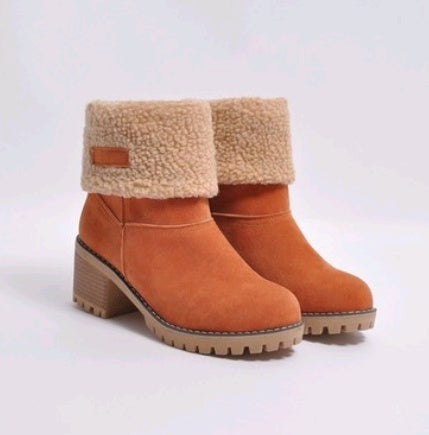 Premium Suede Snow Boots Women - Mid-Tube Thick Heel Winter Boots