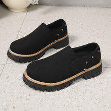 Load image into Gallery viewer, Women's Rivet Slip-On Chunky Heel Casual Shoes – PU Leather Low-Top British Style