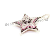 Load image into Gallery viewer, CZ Micro Pave Multi Color Star/Starfish Pendant with Diamond Bail, Cubic Zirconia Pendant,Gold/Rose Gold/Silver/Black Tone,30x40mm,SKU#F6