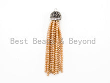 Load image into Gallery viewer, Crystal Beaded Tassel Pendants,Glass Crystal Beads,Pave CZ Rhinestone Cap, Tassel Necklace Enhancer, 3'' long, Sku#B67