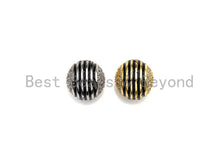 Load image into Gallery viewer, 12mm CZ Pave Curved Enamel Line Ball beads, sku#z928c