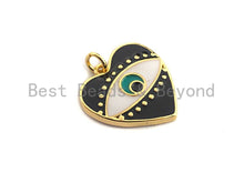 Load image into Gallery viewer, Pave CZ Enamel Heart With Evil Eye Pendant, Enamel Pendant,Enamel Heart Pendant, Oil Drop jewelry Findings,19x20mm,sku#F933