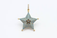 Load image into Gallery viewer, CZ Micro Pave 28x36mm Turquoise Star Pendant/Charm, Cubic Zirconia Pendant/Charm for Necklace Bracelet, Fashion Jewelry Findings, sku#F5
