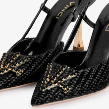 Load image into Gallery viewer, The Luna Black Leather Slingback Women Sandal
