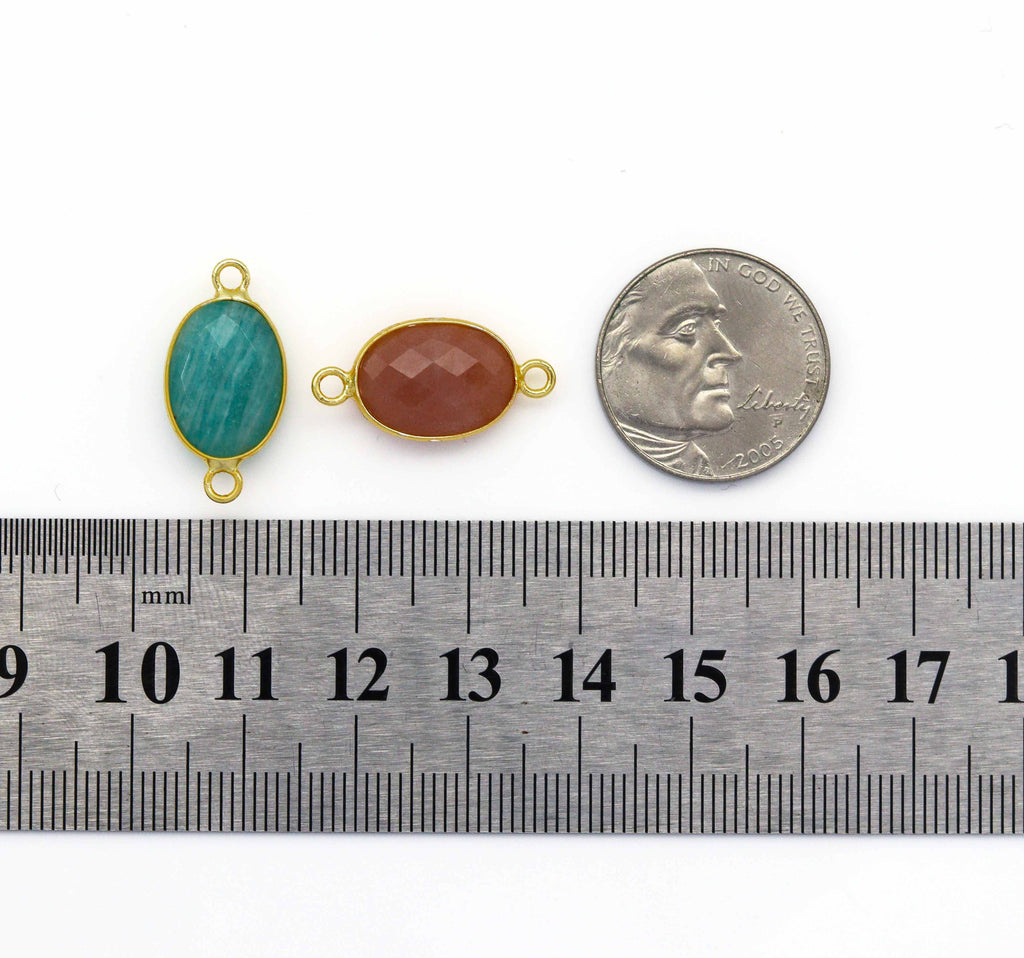 Gold Oval Gemstone Charm, Sku#LY23