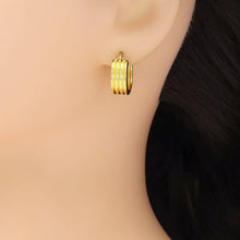 Load image into Gallery viewer, Plain Multi Lines Gold Silver Hoop Earrings, Sku#A194