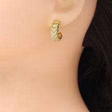 Load image into Gallery viewer, Clear CZ wheat flower hoop Earrings, Sku#A410
