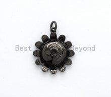 Load image into Gallery viewer, 19mm Enamel Daisy flower Pendant,CZ Micro Pave Oil Drop Flower pendant,Enamel Charm,Enamel Jewelry,19x21mm,sku#F585