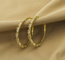 Load image into Gallery viewer, Triangle CZ Gold Huggie Hoop Earrings, Sku#LD229