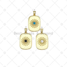 Load image into Gallery viewer, CZ Micro Pave Sunflower On Rectangle Shape Pendant, 18K Gold Filled Sunflower Charm, Necklace Bracelet Charm Pendant,17x26mm,Sku#LK464