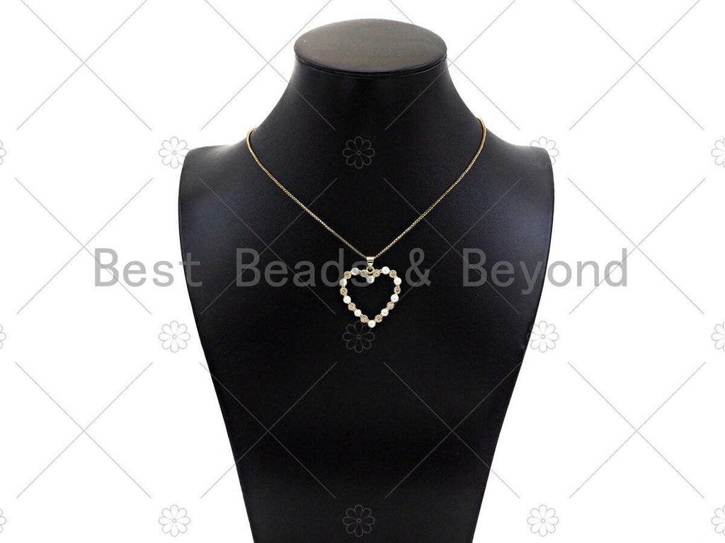 Gold Filled  Pearl Open Heart Shape Pendant,Necklace Bracelet Pendant,Sku#LD101