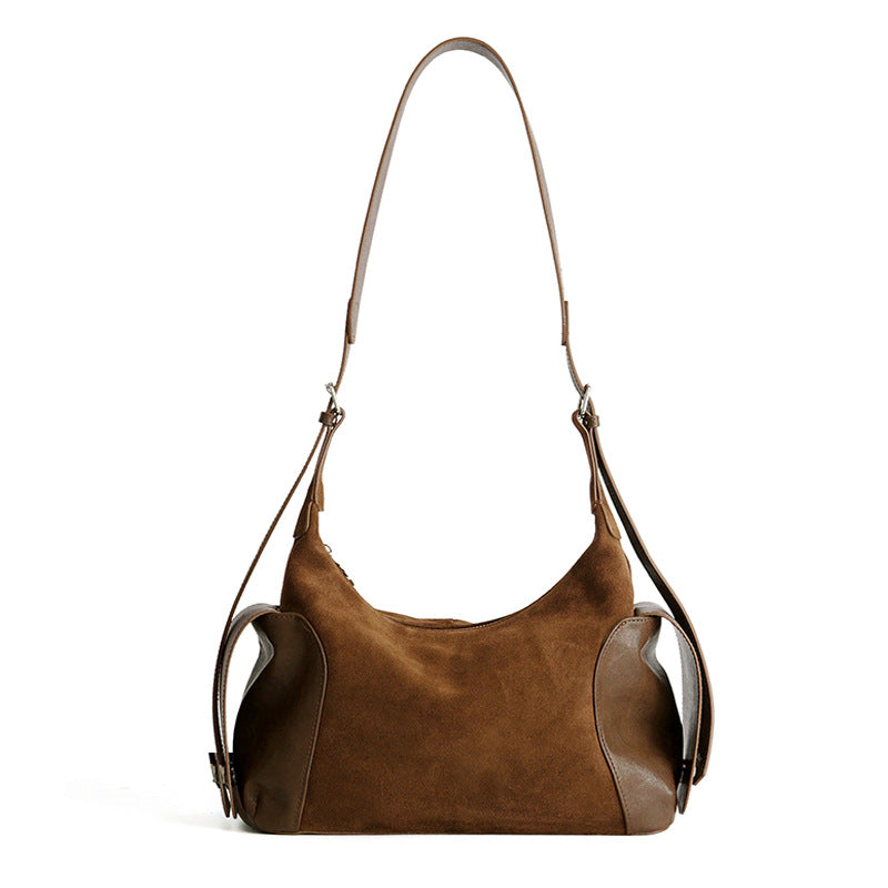 Vintage Boston Bag - Genuine Frosted Cowhide Leather Shoulder Bag with Large Capacity