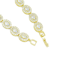 Load image into Gallery viewer, Big Oval CZ Gold Silver Bracelet, Sku#A189