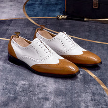 Load image into Gallery viewer, Men's Brogue Oxford Dress Shoes | Carved Wingtip Business Casual Leather Shoes