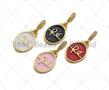 Load image into Gallery viewer, Enamel Oval Shape Charm Pendant, Gold Finish, Red/Black/Pink/White Oval Coin Charm, 11x17mm, sku#JL06