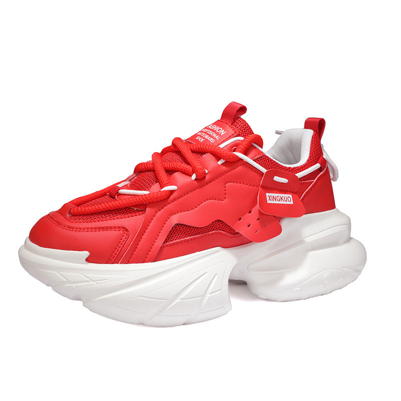 Men's Breathable Height-Enhancing Casual Sneakers - Thick Sole Lace-Up Shoes
