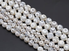 Load image into Gallery viewer, Natural White Evil Eye Tibetan Agate Round Faceted Beads, 10mm/12mm, Sku#UA236