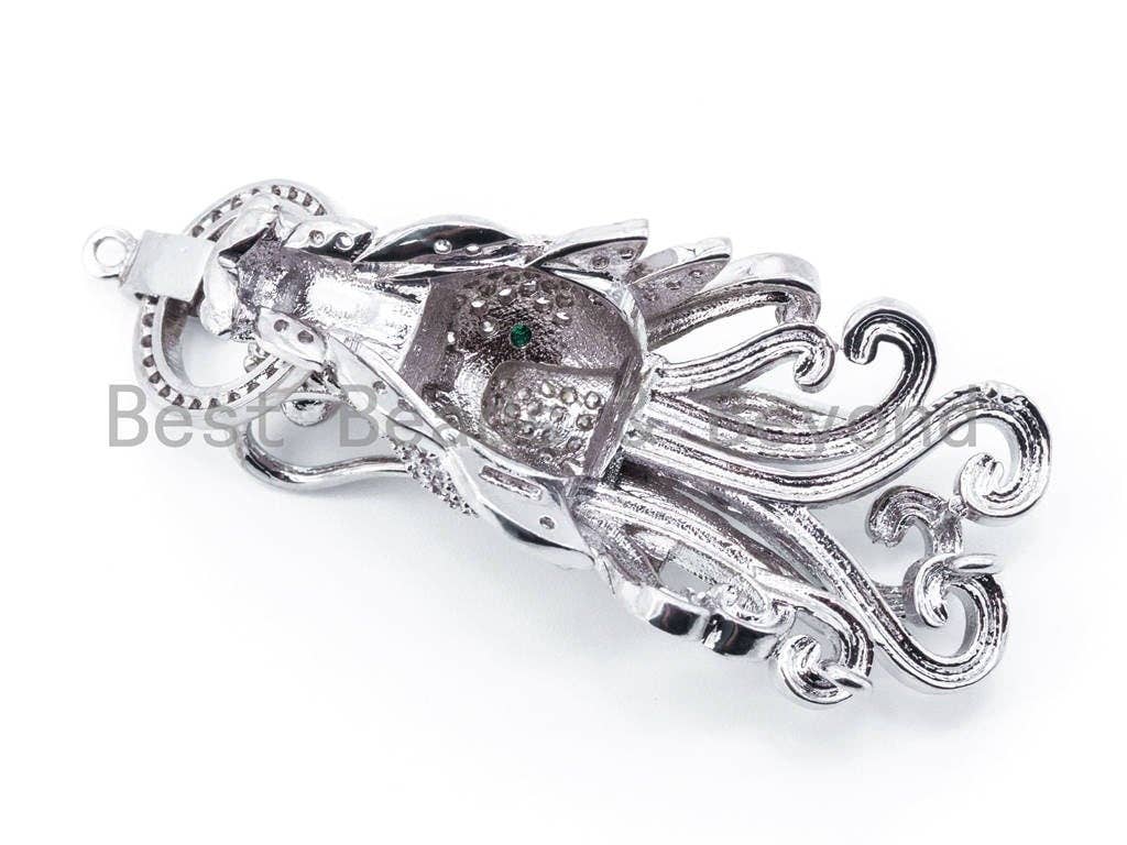 CZ Micro Pave Dragon Head Pendant Connector/Pendant Link with Jump Ring, CZ Pave Pendant, 63x21mm, sku#K49