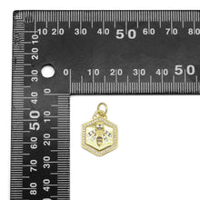 Load image into Gallery viewer, Clear CZ Gold Bee On Hexagon Charm, Sku#LX369