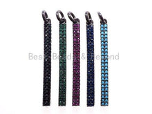 Load image into Gallery viewer, CZ Micro Pave Long Bar Pendant, Cubic Zirconia Strip Pendant, Green/Fuchsia/Turquoise/Cobalt/Black Micro pave pendant, 32x3mm, sku#F483