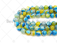 Load image into Gallery viewer, Natural Blue Yellow Fire Agate Round Faceted Beads, 8mm/10mm