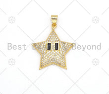 Load image into Gallery viewer, CZ Micro Pave Five Point Star With Eye Shape Pendant/Charm,18K Gold Filled Star Charm, Necklace Bracelet Charm Pendant,21x25mm,Sku#LK379