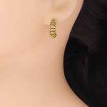 Load image into Gallery viewer, Black Clear CZ Swirl Huggie Earrings, Sku#A191