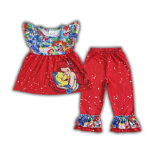 Load image into Gallery viewer, Flutter sleeve cute shirt red ruffle pants princess girls boutique clothing