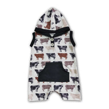 Load image into Gallery viewer, Cow print baby boy hoodie rompers