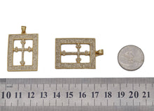 Load image into Gallery viewer, CZ Cross On Rectangle Frame Charm, Sku#LK616