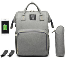 Load image into Gallery viewer, Waterproof Diaper Bag Backpack with USB Charging Port | Large Capacity Travel Nursing Bag for Moms &amp; Dads