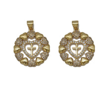 Load image into Gallery viewer, CZ Cross On Round Heart Charm, Sku#LD270