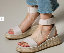 Load image into Gallery viewer, Women's Braided Leather Vintage Wedge Sandals | Round Toe Velcro Strap