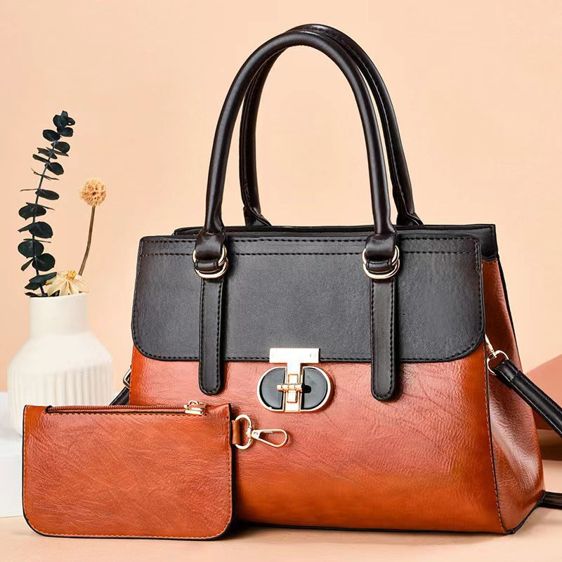 Women's Two-Piece PU Leather Shoulder Bag Set | Crossbody Handbag + Mini Coordinating Bag
