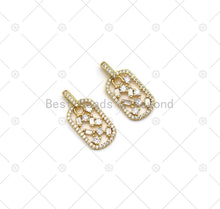 Load image into Gallery viewer, Baguette CZ Micro Pave Oval Shape Pendant, 18K Gold Filled CZ Charm, Necklace Bracelet Charm Pendant,Sku#LK503