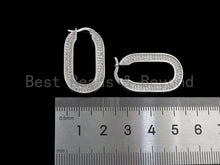 Load image into Gallery viewer, CZ Oval Shape Huggies Earrings, Sku#J249