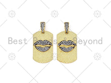 Load image into Gallery viewer, CZ Micro Pave Lip On Rectangle Pendant/Charm, 18K Gold Filled Lips CZ Pendant, Necklace Bracelet Charm Pendant,20x33mm,Sku#L604