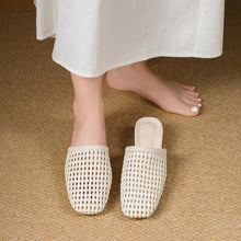 Load image into Gallery viewer, Women's Woven Square Toe Sandals - Casual Summer Flats with Synthetic Leather Upper