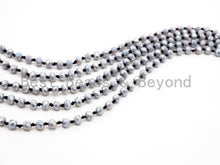 Load image into Gallery viewer, 60 Long Hand Knotted AB Gray Color Crystal Necklace, Long Necklace, Gray Color 2x4mm Rondelle Faceted Crystal Beads, SKU#D13