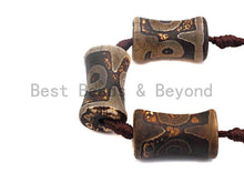 Load image into Gallery viewer, 1pc/12pc  Etched Tibetan agate Spool Beads, Dzi Agate Beads, Chunky Tibetan Agate,Dark Brown Agate Beads, 15x22mm, sku# U518