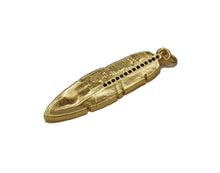 Load image into Gallery viewer, Cobalt CZ Gold Feather Charm, Sku#LX45