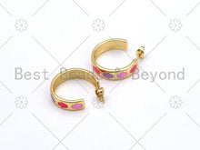 Load image into Gallery viewer, Enamel Hamsa Hand On Round Ring Shape Earrings, Sku#LD154