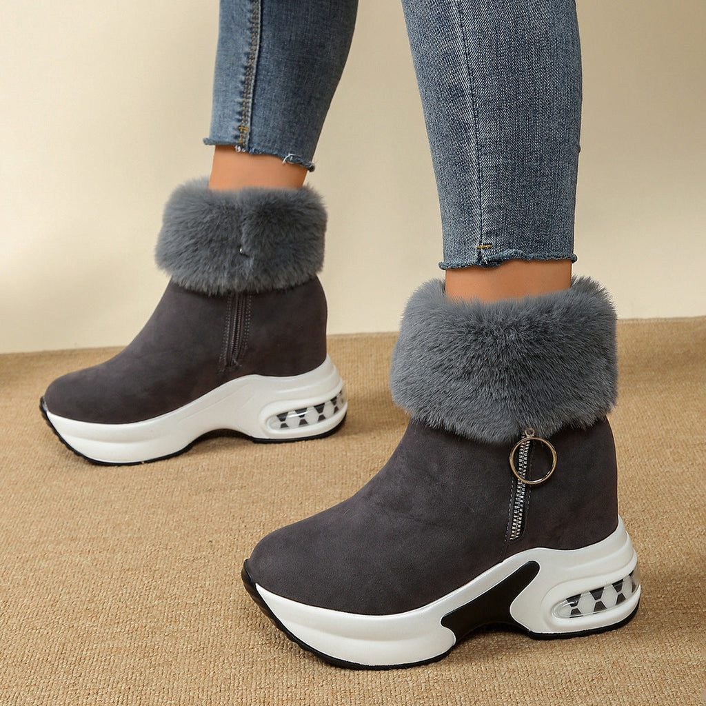 Women's Platform Fleece-Lined Ankle Boots | Height-Enhancing Winter Snow Boots