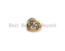 Load image into Gallery viewer, CZ Multi-color Micro Pave Heart Pendant, Heart Shaped Pave Pendant, Gold plated Heart Charm, 12x11mm, Sku#B117