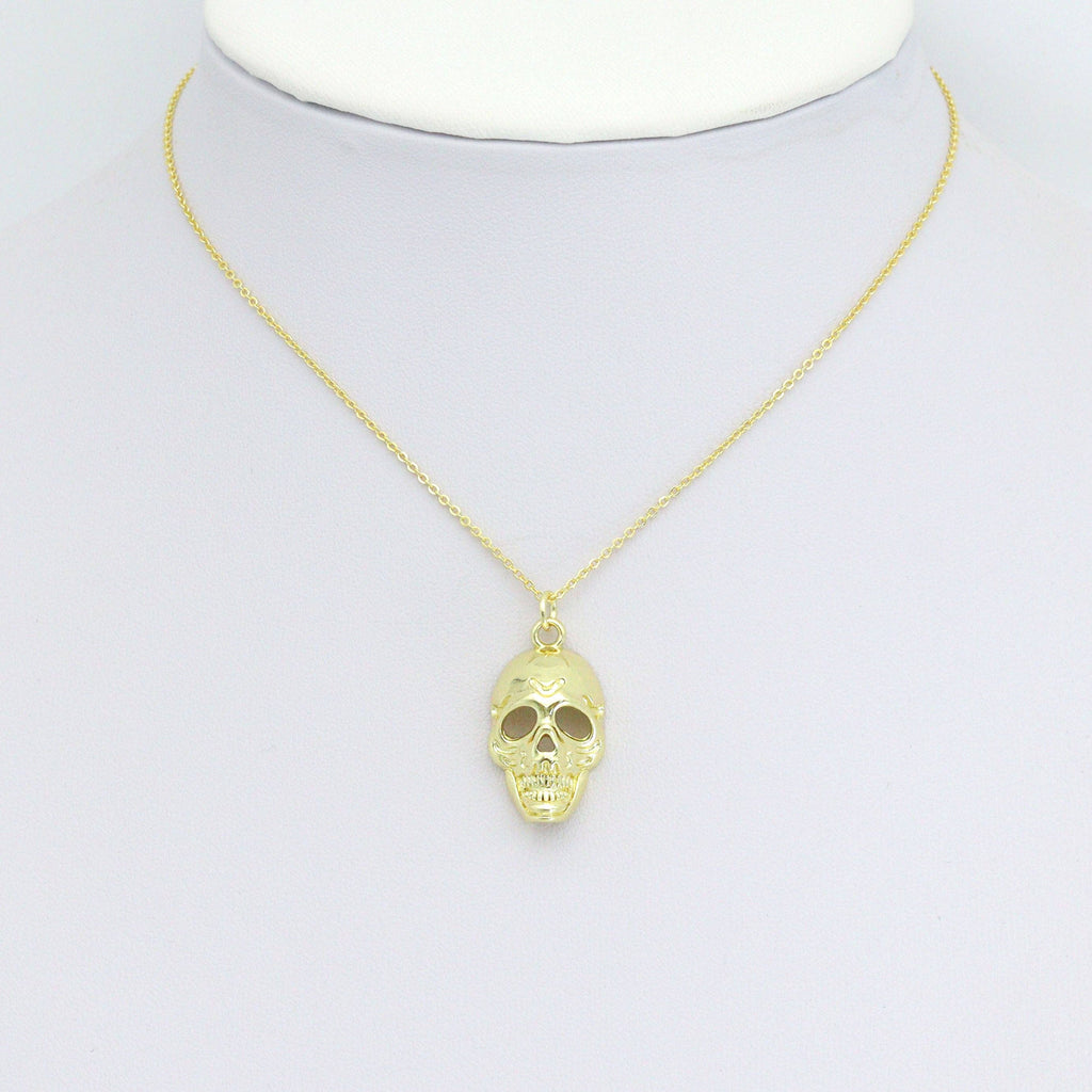Gold Skull Head Charm Pendant, halloween charm, Sku#LK1102
