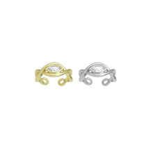 Load image into Gallery viewer, Gold Silver Clear CZ Evil Eye Adjustable Ring, Sku#A236