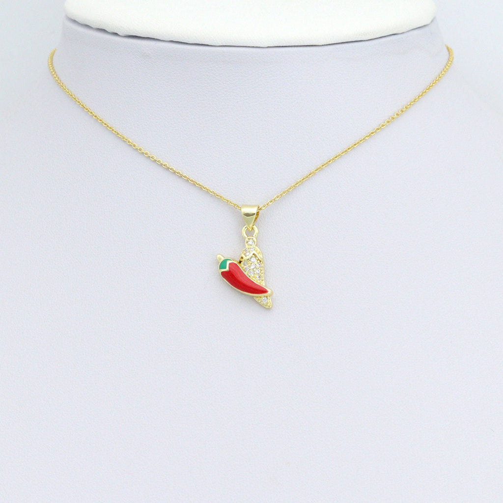 Clear CZ Red Chili Charm Pendant,Sku#LK1222