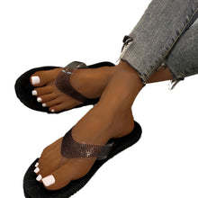 Load image into Gallery viewer, Women's Sequin Rhinestone Flip-Flops | Plus Size Casual Flat Sandals with Rubber Sole